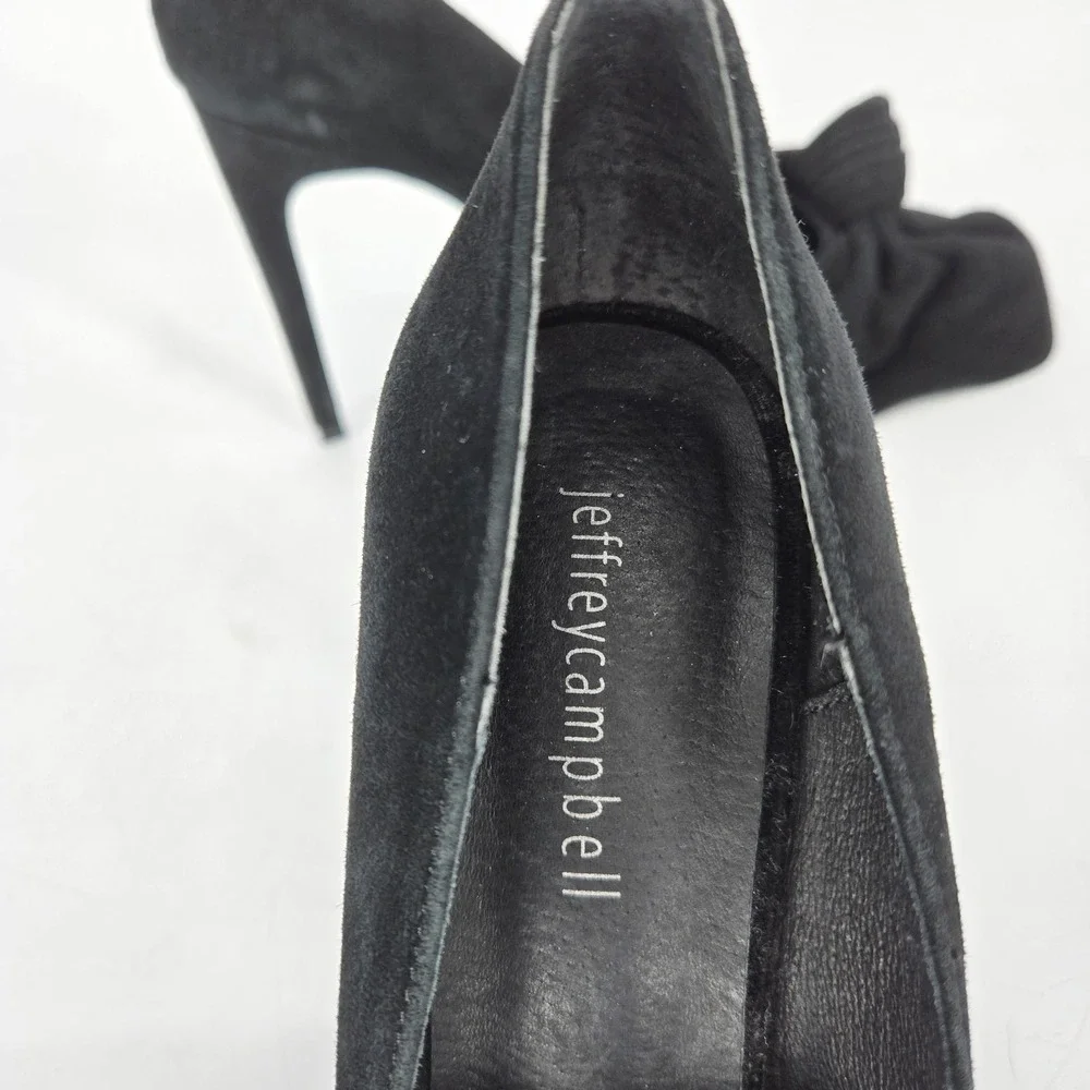Jeffrey Campbell Grandame Pumps Black Velvet Big Bow Heels Women 8.5 Stiletto EU
